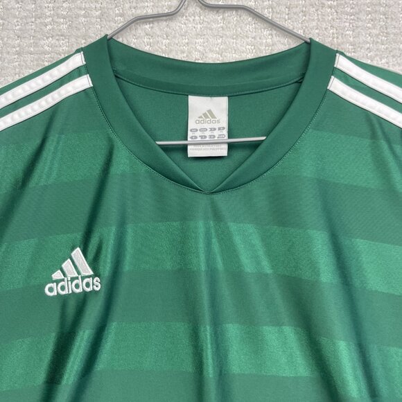 Vintage Y2K Adidas Climalite Soccer Blank Jersey Shirt Men Large XL Lucky Green - Picture 8 of 16